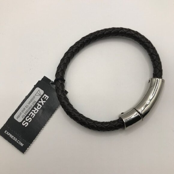 3/$25 Express Leather Braided Magnetic Bracelet-Brown Band- Stocking Stuffer - Picture 5 of 12